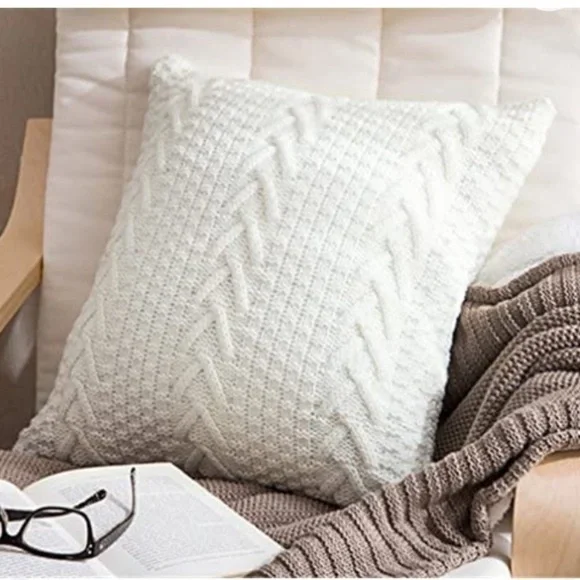 Dark Grey Textured Cozy Knit Chic Farmhouse Bohemian Trendy Throw Pillow Case - Picture 5 of 12